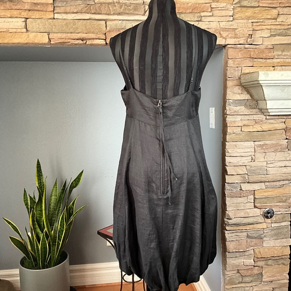 Max Studio Linen Silk Bubble Hem Dress Preppy Cruise Resortwear Vacation Black L - Picture 5 of 12